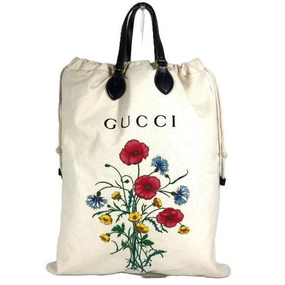 GUCCI 552403 Flower Flora Chateau Marmont Drawstring Tote Bag Shoulder Bag - Picture 1 of 12